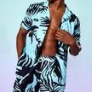 Men's Short Sleeve Palm Shirt & Shorts Set